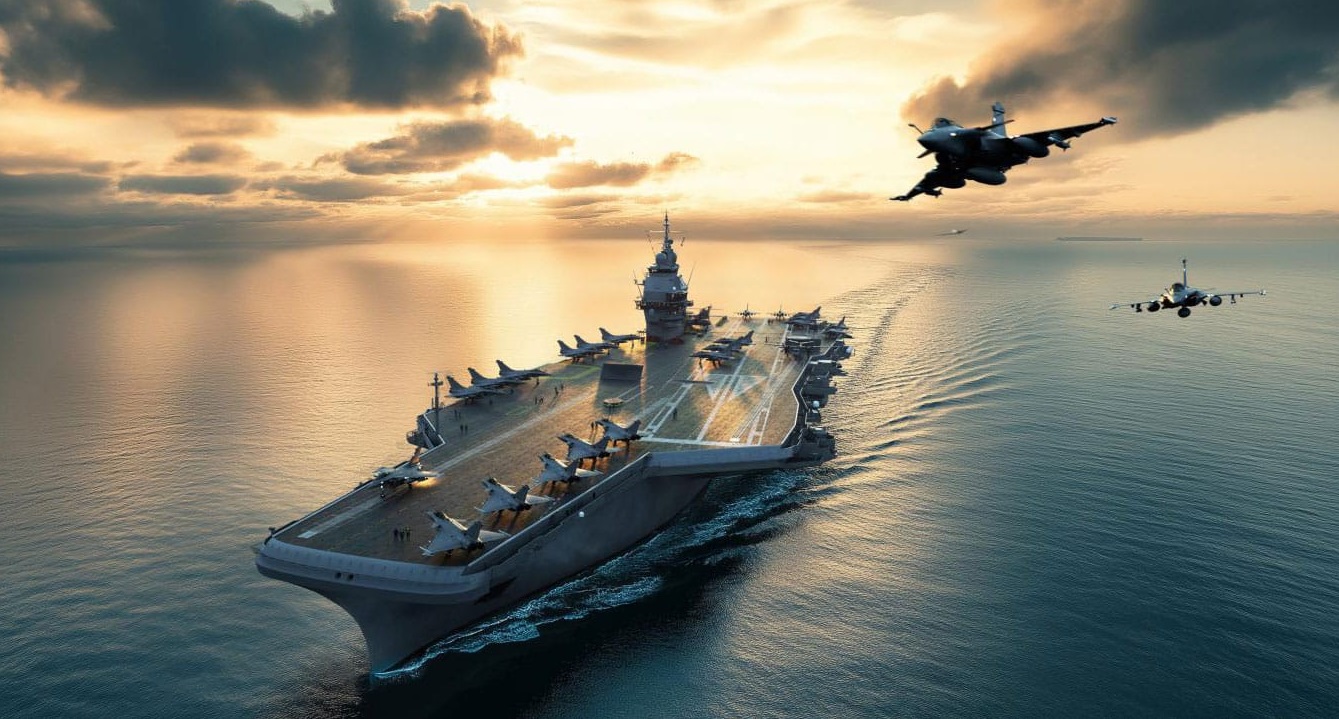 What World War II-inspired name was given to France’s next nuclear aircraft carrier, projected to enter service in about 2038?