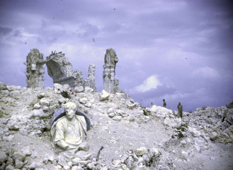 The Italian abbey of Monte Cassino was famously destroyed by the Allies. What happened to most of the abbey's artworks and library?